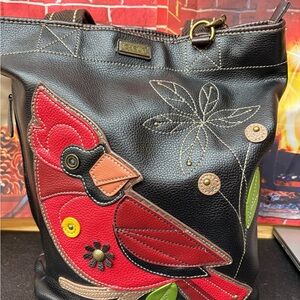 Chala Black and Red Cardinal Shoulder Bag